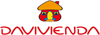 Banco Davivienda logo, red cartoon of a house above Davivienda spelled out